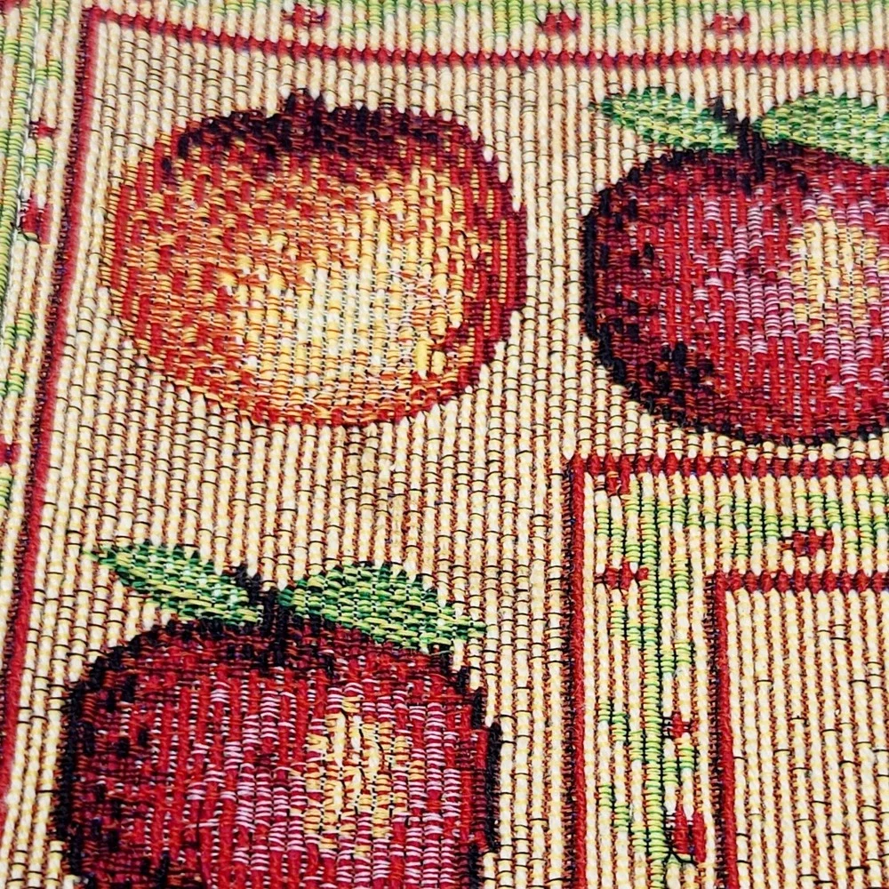Vintage Apple Tapestry Placemats Set of 6 Red Gold Fruit 1990s Country Cottage